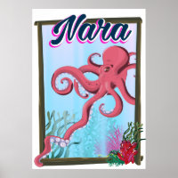 Nara Japan Tintenfisch Reiseplakat