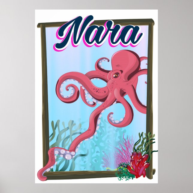 Nara Japan Tintenfisch Reiseplakat Poster (Vorne)