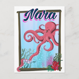 Nara Japan Tintenfisch Reiseplakat Postkarte