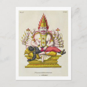 Narasimha, graviert von de Marlet (Farbe litho) Postkarte