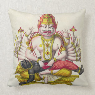 Narasimha, graviert von de Marlet (Farbelitho) Kissen