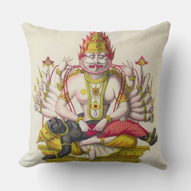 Narasimha, graviert von de Marlet (Farbelitho) Kissen (Vorderseite)