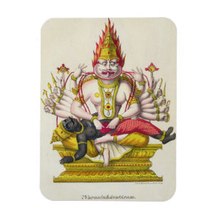 Narasimha, graviert von de Marlet (Farbelitho) Magnet