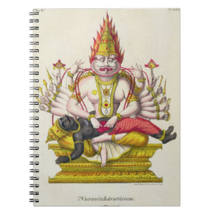 Narasimha, graviert von de Marlet (Farbelitho) Notizblock