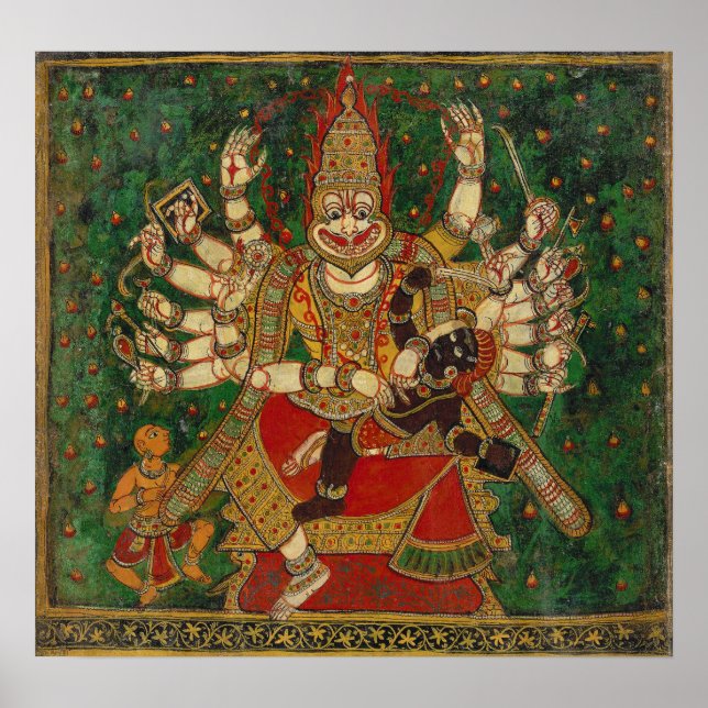 Narasimha tötet Hiranyakashipu auf seinem Schoß Poster (Vorne)