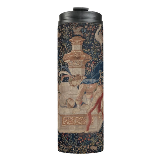 Narcissus at the Well, Medieval Tapestry Thermosbecher (Vorderseite)