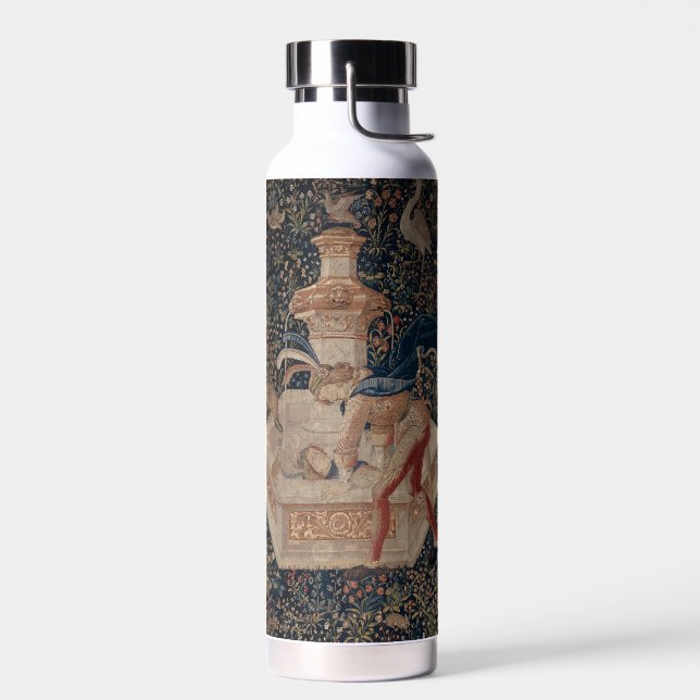 Narcissus at the Well, Medieval Tapestry Trinkflasche (Links)