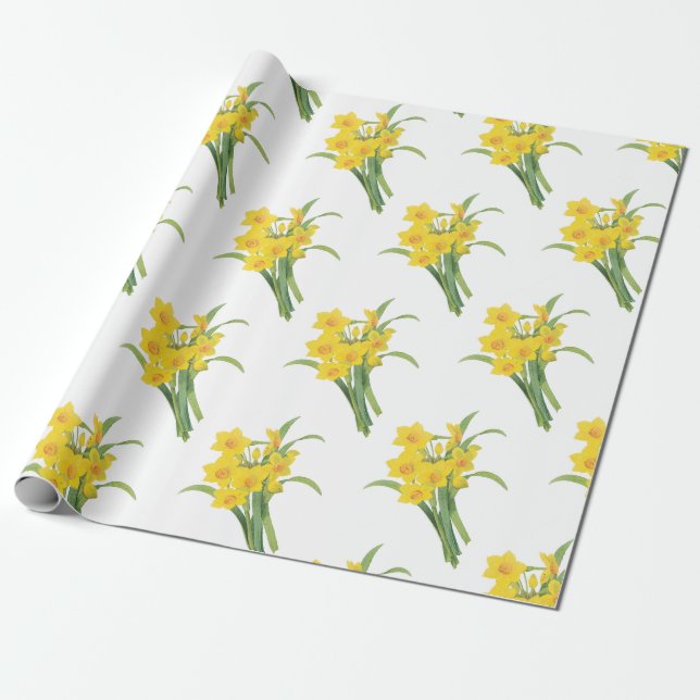Narcissus-Blume-Muster Geschenkpapier (Ungerollt)
