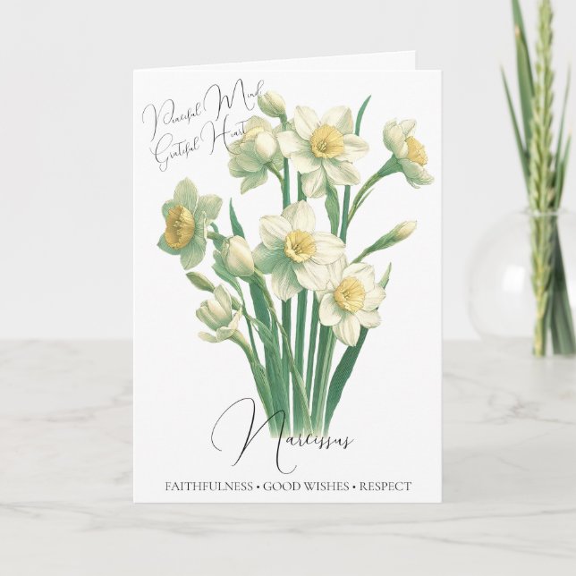 Narcissus Décembre Fleur de naissance Carte d'anni (Devant)