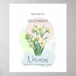 Narcissus Geburtstagsfeier Blume Dezember Poster
