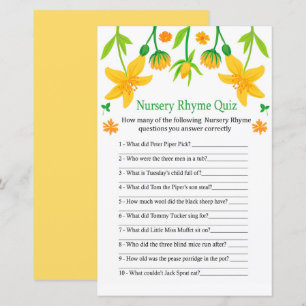 Narcissus Kinderzimmer Rhyme Quiz Babydusche