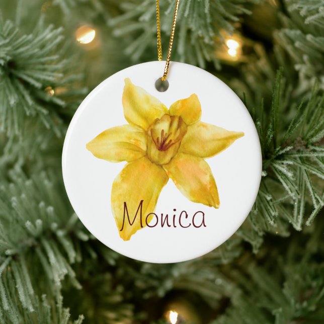 Narcissus MARCH Birth Flower Birthday Keepsake Keramik Ornament (Baum)