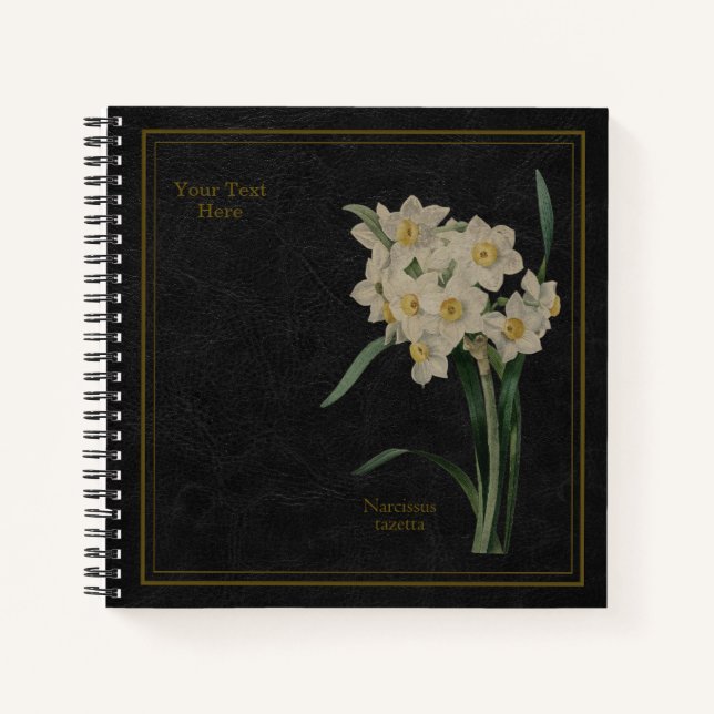 Narcissus tazetta or Chinese sacred Lily Black Notizbuch (Vorderseite)