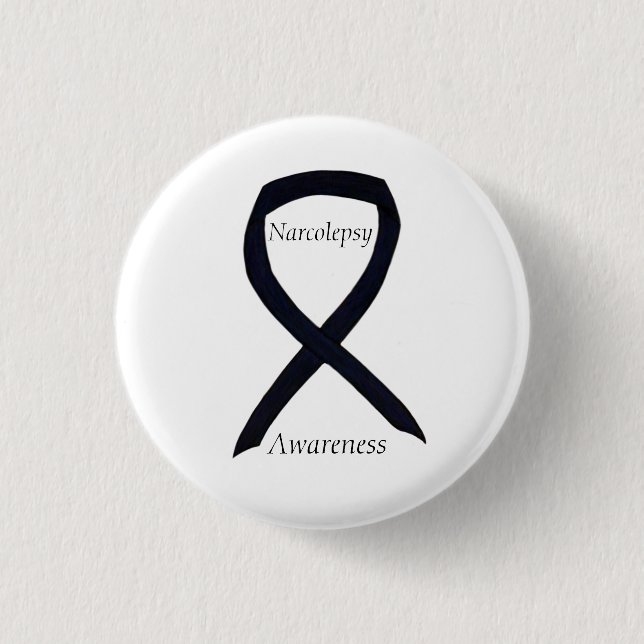 Narcolepsy Awareness Black Ribbon Custom Art Butto Button (Vorderseite)