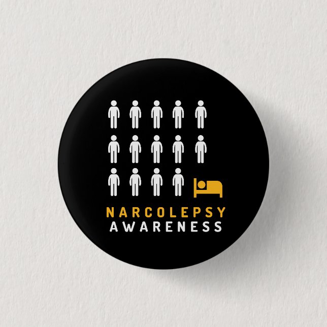 Narcolepsy Awareness Black Yellow Button Abzeichen (Vorderseite)