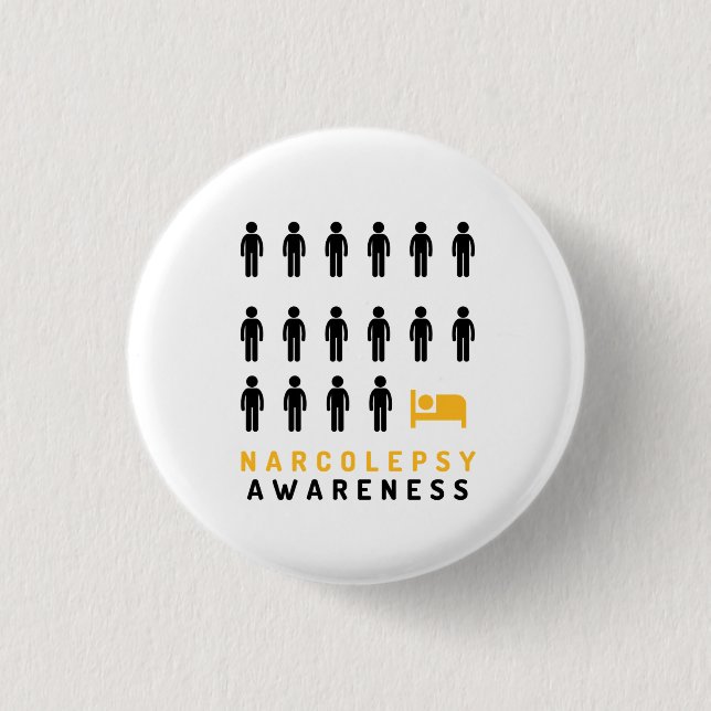 Narcolepsy Awareness White Button Abzeichen (Vorderseite)