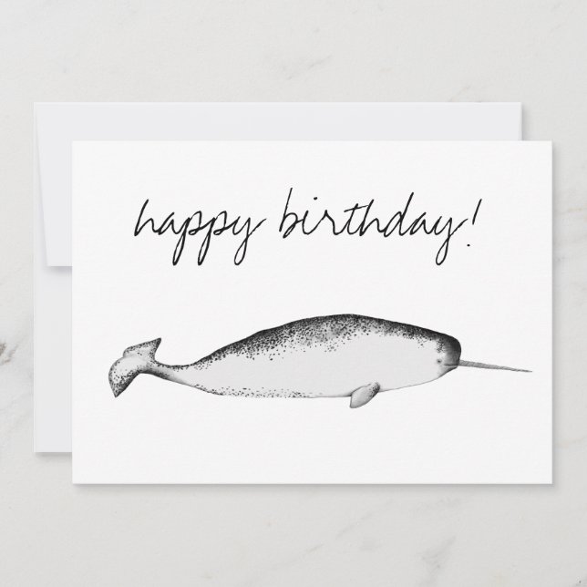 Narhwal Unicorn Illustration Whale Lover Birthday Einladung (Vorderseite)