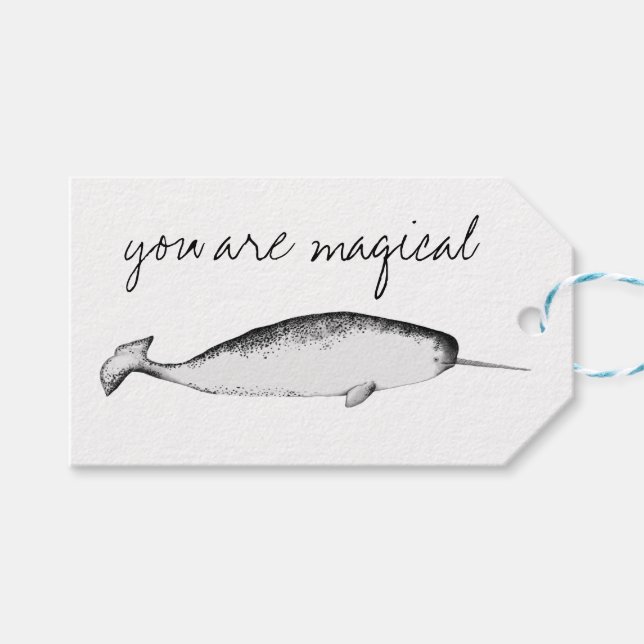Narhwal Unicorn Magical Illustration Whale Lover Geschenkanhänger (Vorderseite (Horizontal))