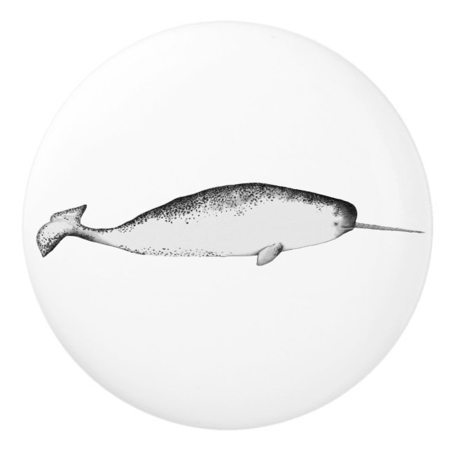 Narhwal Unicorn Sea Illustration Whale Lover Gesch Keramikknauf (Vorderseite)