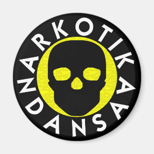 NARKOTIKA LIV Ananas runder Magnet schwarz N3