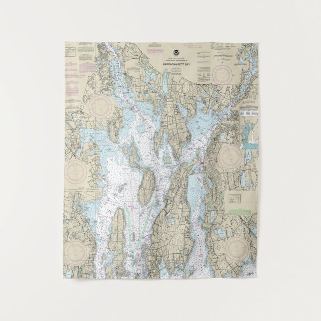 Narragansett Bay Nautical Chart 13221 Wandteppich (Vorderseite)
