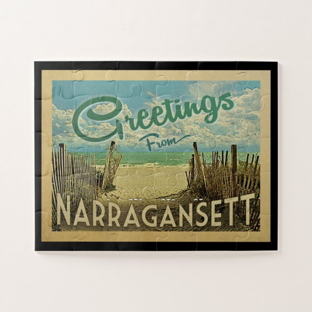 Narragansett Beach Vintage Travel (Horizontal)