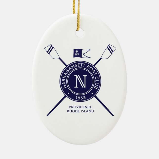 Narragansett Boots-Verein-Baum-Verzierung Keramik Ornament (Hinten)