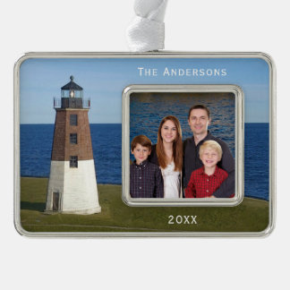 Narragansett Point Judith Lighthouse Rahmen-Ornament Silber