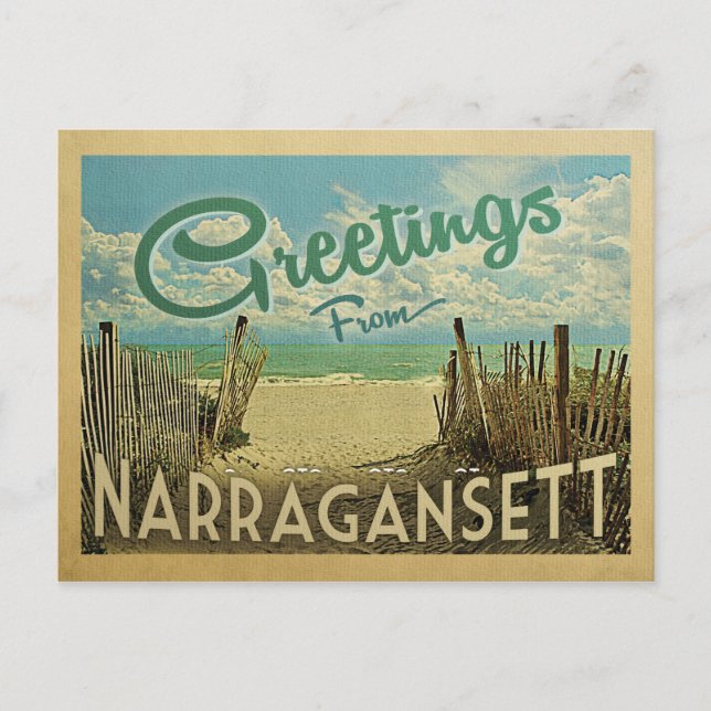 Narragansett Postcard Beach Vintage Travel Postkarte (Vorderseite)