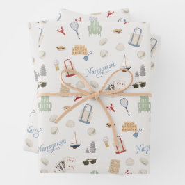 Narragansett Rhode Island Beach Familienurlaub Geschenkpapier Set