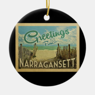 Narragansett Strand-Vintage Reise Keramik Ornament