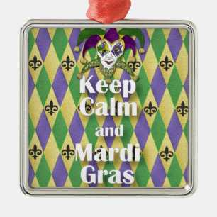 Narrensmaske Bleib ruhig und Mardi Gras Silbernes Ornament