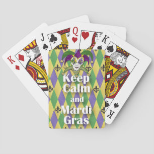 Narrensmaske Bleib ruhig und Mardi Gras Spielkarten