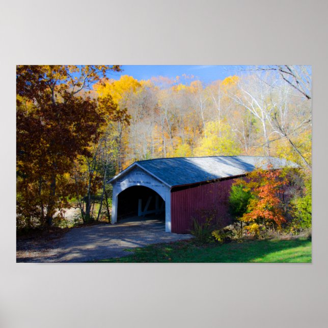 Narrow Covered Bridge Parke Landkreis, Indiana Poster (Vorne)