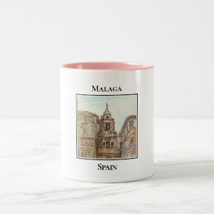 Narrow Street View, Malaga Cathedral, Spanien Zweifarbige Tasse