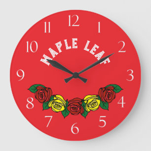 Narrowboat Folk Rote Rose Große Wanduhr