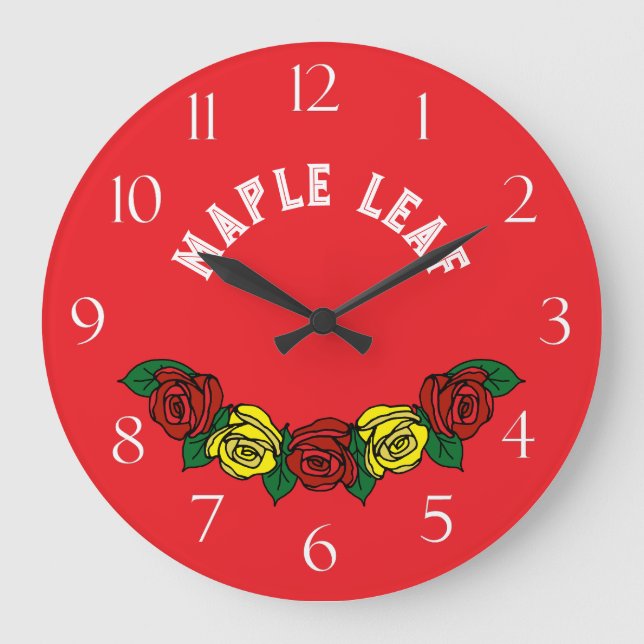 Narrowboat Folk Rote Rose Große Wanduhr (Vorderseite)