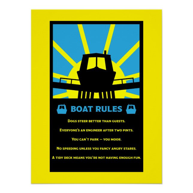 Narrowboat Funny Rules Poster (Vorderseite)