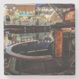 Narrowboat Untersetzer: Leeds Canal Basin der Nach Steinuntersetzer