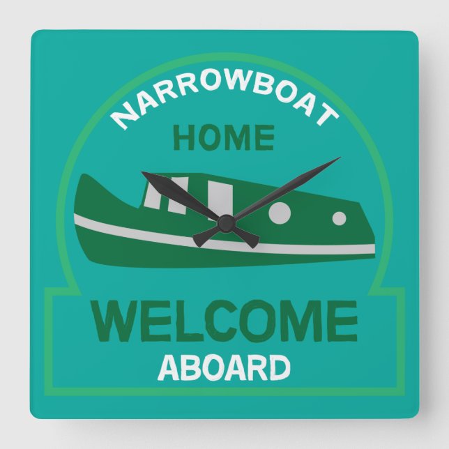 Narrowboat - Zubehör - Geschenke für Kanale Boote Quadratische Wanduhr (Vorderseite)