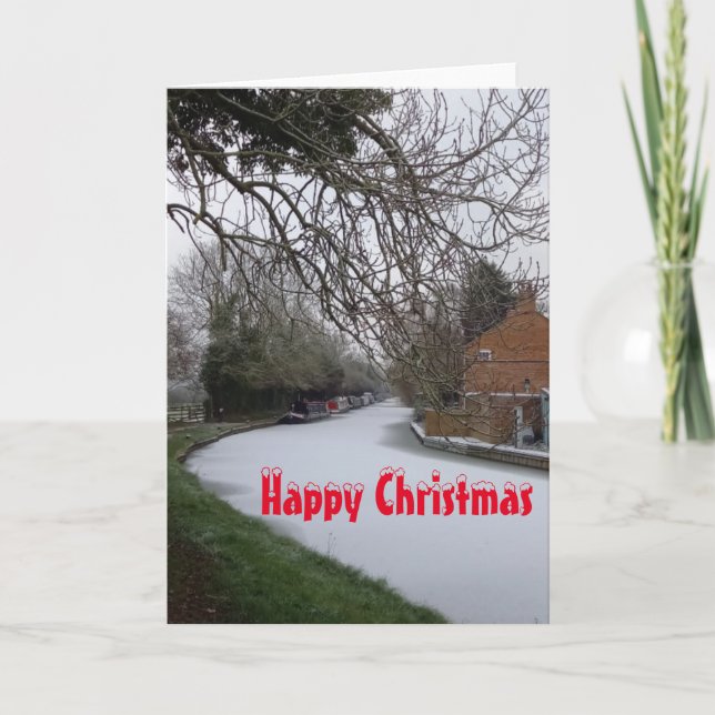 Narrowboats im Schnee. Christmas Karte (Vorderseite)