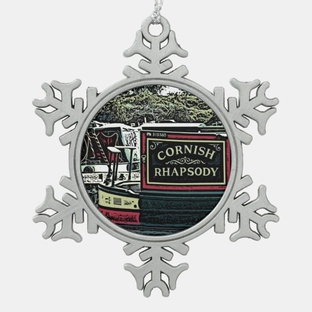 NARROWBOATS SCHNEEFLOCKEN Zinn-Ornament (Vorderseite)