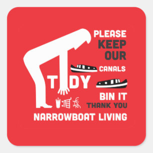Narrowboter und Kanalboote Quadratischer Aufkleber