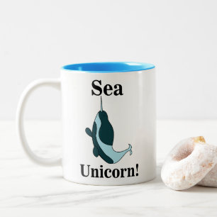Narwal Meerese Einhorn Lustig Zweifarbige Tasse