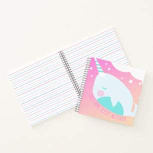 Narwal Ombre Pastell Regenbogen Handschrift Notizbuch