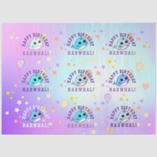 Narwal Sternparty Lila Blau Ombre Personalisiert Seidenpapier