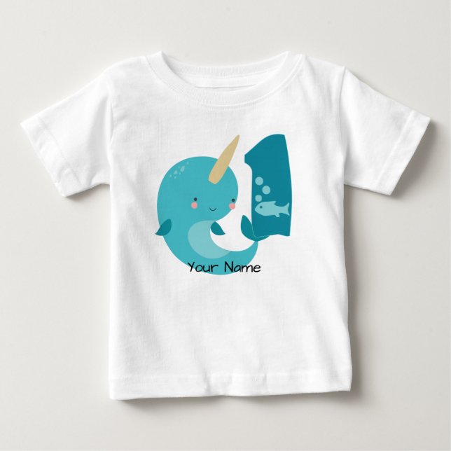Narwhal 1. Geburtstag Baby T-shirt (Vorderseite)