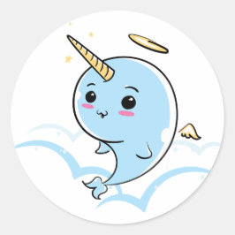 Narwhal Angel Süsse Runder Aufkleber