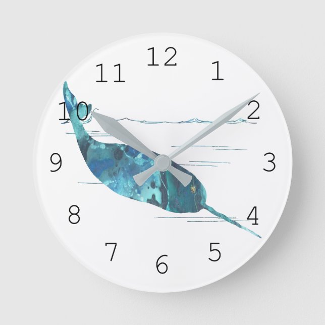 Narwhal Art Runde Wanduhr (Vorderseite)