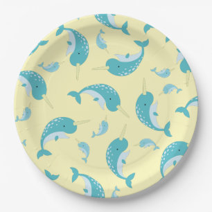Narwhal Baby Duwer Yellow Gender Neutral Wal Pappteller